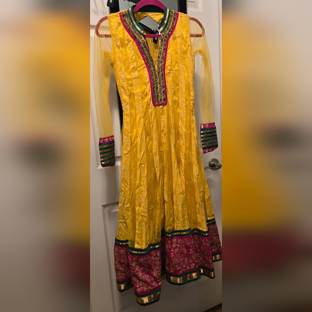 Yellow Anarkali dress size 4-6